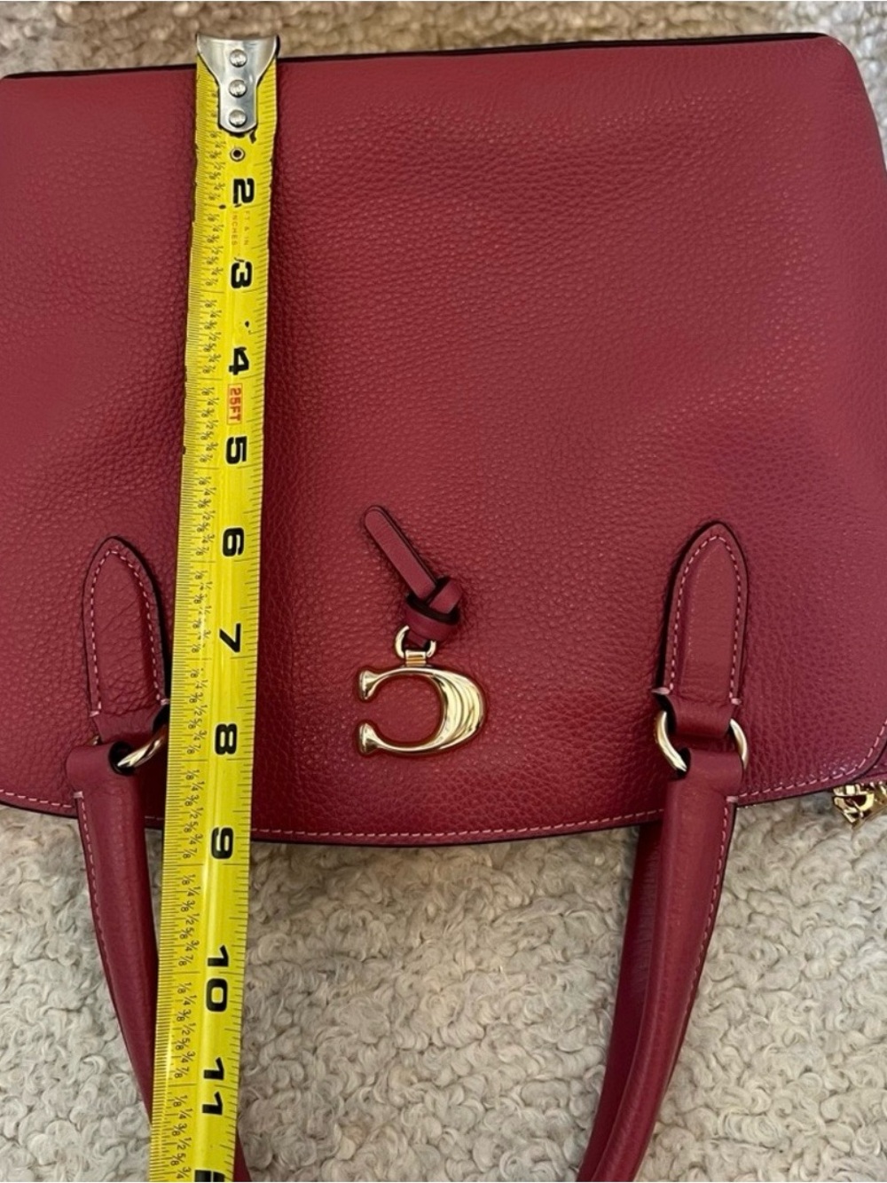 Coach Remy Pink Raspberry Colored Pebbled Leather Satchel Crossbody - Picture 10 of 13